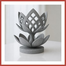 Bezos 3d Baskı Lotus Çiçeği Mumluk - Dekoratif Tealight Mumluk-gri Erdotıca