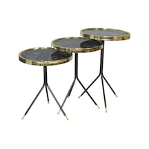 Zgon Çatal Model BRC Metal 3 Ayak GOLD Renk Siyah Mermer Temper Cam El Yapım