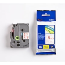 BROTHER P-TOUCH TZE-242 TZE-TAPE 18 MM BEYAZ ÜZERİNE KIRMIZI LAMİ
