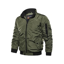 Erkekler İçin Moda Rahat Düz Renk Dik Yaka Uçan Ceket Mavi