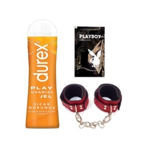 Durex Play Sıcak Dokunuş Bay Bayan Uyarıcılı Jel 100 Ml + Kırmızı Deri El Kelepçesi + Hediye