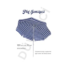 Mavi Beyaz Plaj Şemsiyesi 180cm, 8 Telli Mavi - Beyaz