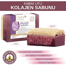 Doğal Kabak Lifli Kolajen Collagen Sabunu 120 Gr - Tüm Cilt Tipleri - Anti Aging, Kırışıklık Karşıtı Acı Badem