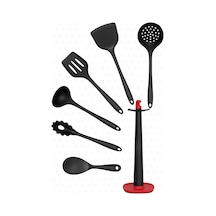 Claris Standlı Isıya Dayanıklı Yanmaz Yapışmaz Silikon Spatula Seti 7 Parça Siyah Diğer