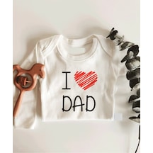 İmaj Tuğbababy I Love Dad Uzun Kol Çıtçıtlı Organik Bebek Body Beyaz