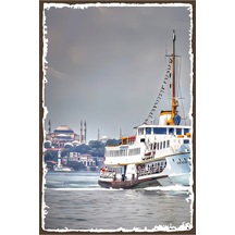 İstanbul Vapur Retro Ahşap Poster Özel İstanbul Koleksiyonu -hbb Renkli - 143034198
