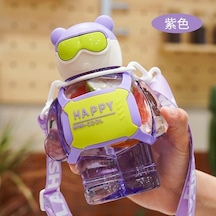 Starlight Ayı Su Bardağı Büyük Kapasiteli Taşınabilir Yaz Açık Plastik Bardak Sevimli Yüksek Görünümlü Saman Bardak Tfqh01 Lila