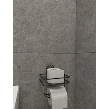 Yapışkanlı Metal Tuvalet Kağıtlığı Askısı, Mat Siyah 16.5 x 12.2 x 11.2 CM