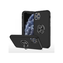 Apple iPhone Uyumlu  11 Pro Max Uyumlu Kılıf Elit Yüzüklü Kapak - Siyah