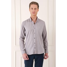 Efor Slim Fit Düğmeli Yaka %100 Pamuk Klasik Vizon Gömlek Gk 723 Vizon