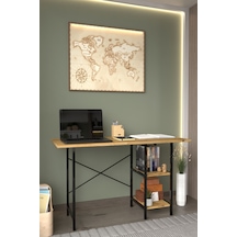 Metal Ayaklı 2 Raflı Çalışma Ofis  Masası Atlantik Çam 60x120 CM