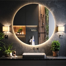 Swirl Günışığı Lazer Kumlamalı Lavabo & Banyo Aynası Dokunmatik Sensörlü 80 X 80