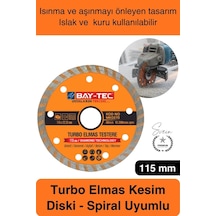 Elmastestere 115 Mm Turbo Elmas Kesim Diski Spiral Uyumlu Beton Seramik Mermer Taş Granit Fayans