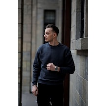 Mavona Oversize Bisiklet Yaka Gri Erkek Sweatshirt Premium 3 İplik Şardonlu - %85 Pamuk %15 Likra
