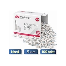Mutlusan No:4 Beton Çivili Kroşe 9 Mm Kablo Kroşesi 2x4 Antigron Kablo Sabitleme 100 Adet