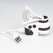 Profisher Mikroskop Büyüteç 50X Cam Lens Telefon Klipsli USB Şarjlı Led/UV