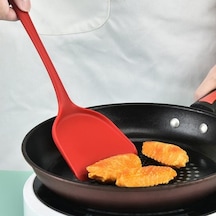 Sarı Silikon Spatula Geniş Yapışmaz Isıya Dayanıklı Rahat Kavrama Kolay Temiz Kızartma Gıda Sınıfı Pişirme