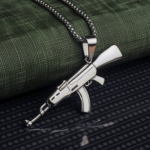 Ak-47 Erkek Kolye Çelik Takı Aksesuar K24 T5 Çelik