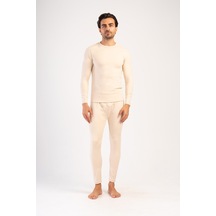 Yake Store Erkek Comfort O Yaka Uzun Kol Iclık Takım - Khakı Haki