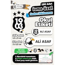 Okul Etiketi Kalem Defter İsimli Etiket Isim Yazılabilen Kartal - 190 Adet Özel Tasarım Etiket Çok Renkli