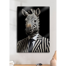 Takım Elbiseli Zebra, Çizgili - Sanatsal Metal Hayvan Tablosu