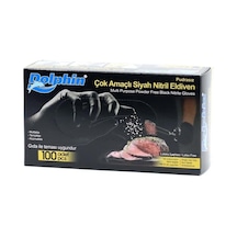 Dolphin Çok Amaçlı Pudrasız Siyah Nitril Eldiven Küçük S - 100'lü 16 X 27