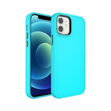 Xemu Apple Uyumlu iPhone 12 Metal Çerçeve Ve Buton Tasarımlı Sert Botox Kılıf-turkuaz Turkuaz