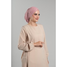 Hürrem Bone Pudra Pratik Hazır Geçmeli Tesettür Bone Sandy Büzgülü Salaş 2119 06 Pudra