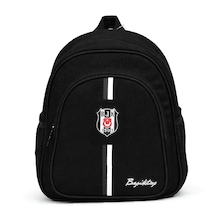 Beşiktaş Lisanslı Kanvas Anaokulu Çantası - Siyah Beyaz Çizgili Kreş Sırt Çantası