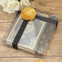 Hediyelik Kuran-ı Kerim, İnci Tesbih, Seccade, Asetat Kutulu 25x18 Cm Mevlid Paketi-siyah Çok Renkli