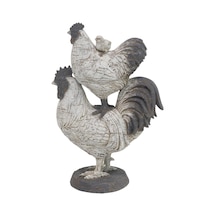Çiftlik Evi Polystone Horoz Heykel, 8" X 5" X 12", Beyaz