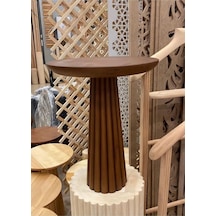 Wood Ahşap Fitilli Mantar Yan Sehpa Tekli 50cm Ceviz
