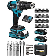Dragro DRG-21V Çift Akülü M Vidalama Çelik Mandren Kömürsüz Motor Darbeli Şarjlı Matkap Dragro DRG-21V Çift Akülü M Vidalama Çelik Mandren Kömürsüz Motor Darbeli Şarjlı Matkap