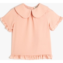 Koton Bebe Yaka Bluz Fırfır Detaylı Kısa Kollu Pudra 3skg60014aw 3SKG60014AW271 Pudra