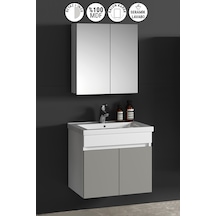 Çiğdem 65 Cm Beyaz-inox Balon Mdf Seramik Lavabolu Asma Banyo Dolabı Takımı