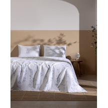 Madame Coco Maria Tek Kişilik %100 Pamuk Karde Baskılı Pike Takımı - Mavi 8684427310595 Çok Renkli