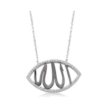 Gümüş Allah Yazılı Kadın Kolye (551163286)