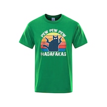 Teekossc Pew Pew Madafakas Erkek Kısa Kollu Komik Kedi T-shirt Vintage Yazlık Ekip Üstü Streetwear Chınabordo Bordo