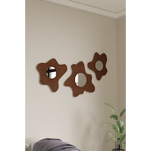 Lüks 3 Parçalı Pleksi Aynalı Ahşap Duvar Dekoru Krem