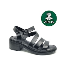 Venüs Selef Hakiki Deri Comfort Ortopedik Kadın Sandalet siyah