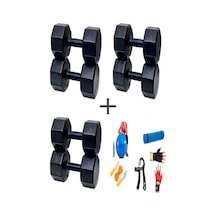 Ps Spor 3 Çift Dambıl Set 6 Kg + 8 Kg + 10 Kg + 5 Çeşit Egzersiz Seti