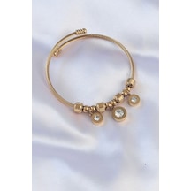 316l Çelik Gold Renk Zirkon Taşlı Model Charm Bileklik Çok renkli