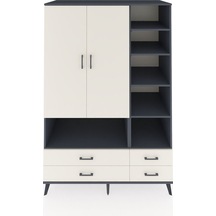 Kronos Dolap 10 Raflı 4 Çekmeceli 2 Kapaklı 132x59x195 Antrasit-aytaşı/aytaşı Aytası/aytası - Antrasıt