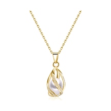 Brezza Lusso Jewelry Doğal Inci Gümüş Kolye Altın Kaplama (506090059) 45 CM