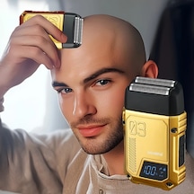 Xuweiwei Hatteker Taşınabilir Erkek Elektrikli Tıraş Makinesi Çift Bıçaklı Ağ Altın Mini Sakal Düzeltici Usb Şarj Edilebilir Lcd Ekranlı