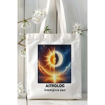 Art Hediye Astrolog Baskılı Bez Omuz Çantası Kişiye Özel Model 3 Çok Renkli