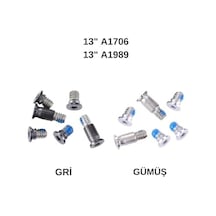 Macbook Pro 13 İnç Touch Bar Alt Kapak Vidaları 6 Lı Set A1706 A1989 A2251 Uyumlu, P5 Pentalobe Bottom Case Screws, Space Gray & Gümüş Yedek Vida Gri
