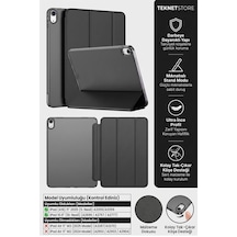 İpad 11. Nesil A16 Ve 10. Nesil 10.9" Uyumlu Kılıf A3355 A2696 Ultra İnce Standlı Kapak Siyah Kapaklı Kılıf