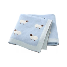 Luckylu Yeni Doğanlar İçin Pamuklu Battaniye, %100 Pamuk, 100x80, Çocuk 141669544 Açik Mavi