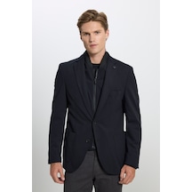 AC&Co / Altınyıldız Classics Erkek Sıyah Slim Fit Dar Kesim Mono Yaka Cepli Ceket Siyah